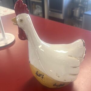Ceramic Rooster Figurine - White and Yellow